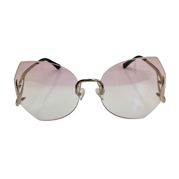 Pink Sunglasses Womens Rimless Oversized Gradient - Picture 1 of 6